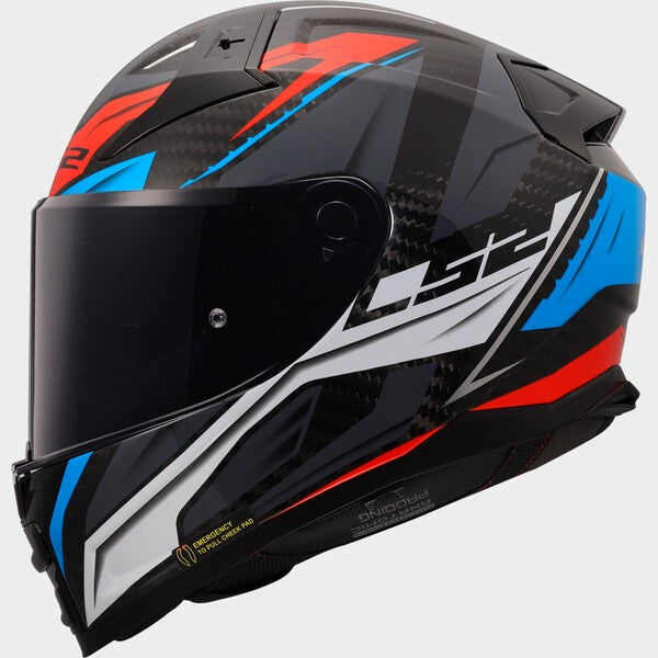 Capacete LS2 VECTOR II CARBON SAVAGE BRANCO / VERMELHO / AZUL - Motoboxe