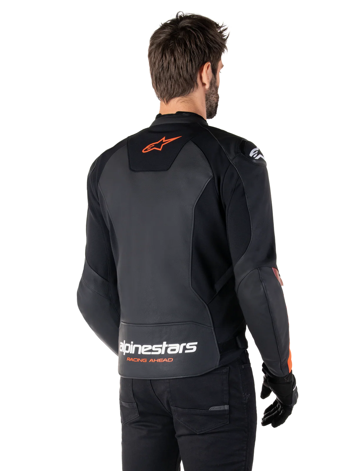 BLUSÃO ALPINESTARS DE COURO FASTER V3 PRETO / LARANJA - Motoboxe