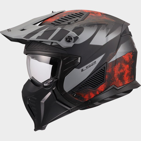 Capacete LS2 DRIFTER GAS CIZENTO / VERMELHO