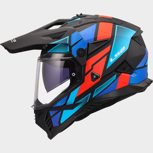 Capacete LS2 PIONEER II BLOCK AZUL / LARANJA - Motoboxe