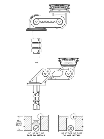 Suporte de montagem da coluna de direção QUAD LOCK Pro - Motoboxe