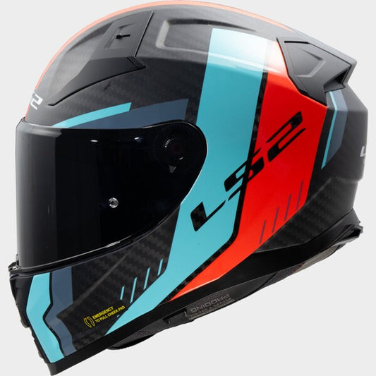 Capacete LS2 VECTOR II CARBON GRID AZUL / VERMELHO
