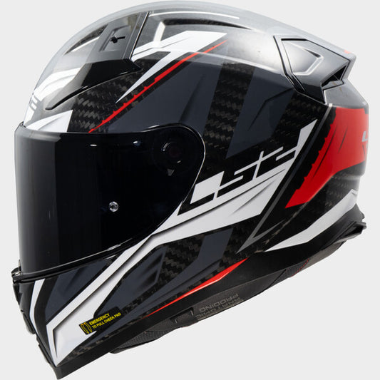Capacete LS2 VECTOR II CARBON SAVAGE BRANCO / VERMELHO