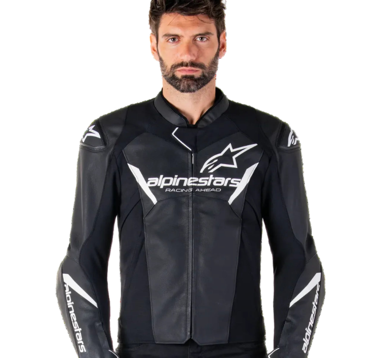BLUSÃO ALPINESTARS DE COURO FASTER V3 PRETO / BRANCO
