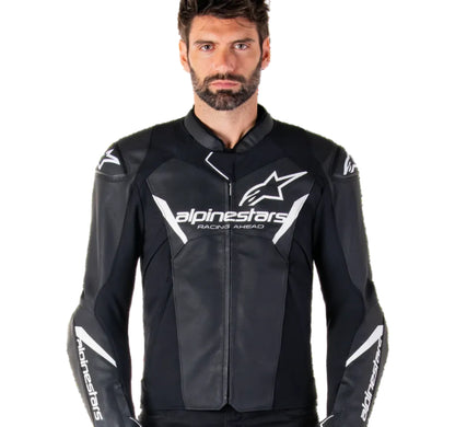BLUSÃO ALPINESTARS DE COURO FASTER V3 PRETO / BRANCO