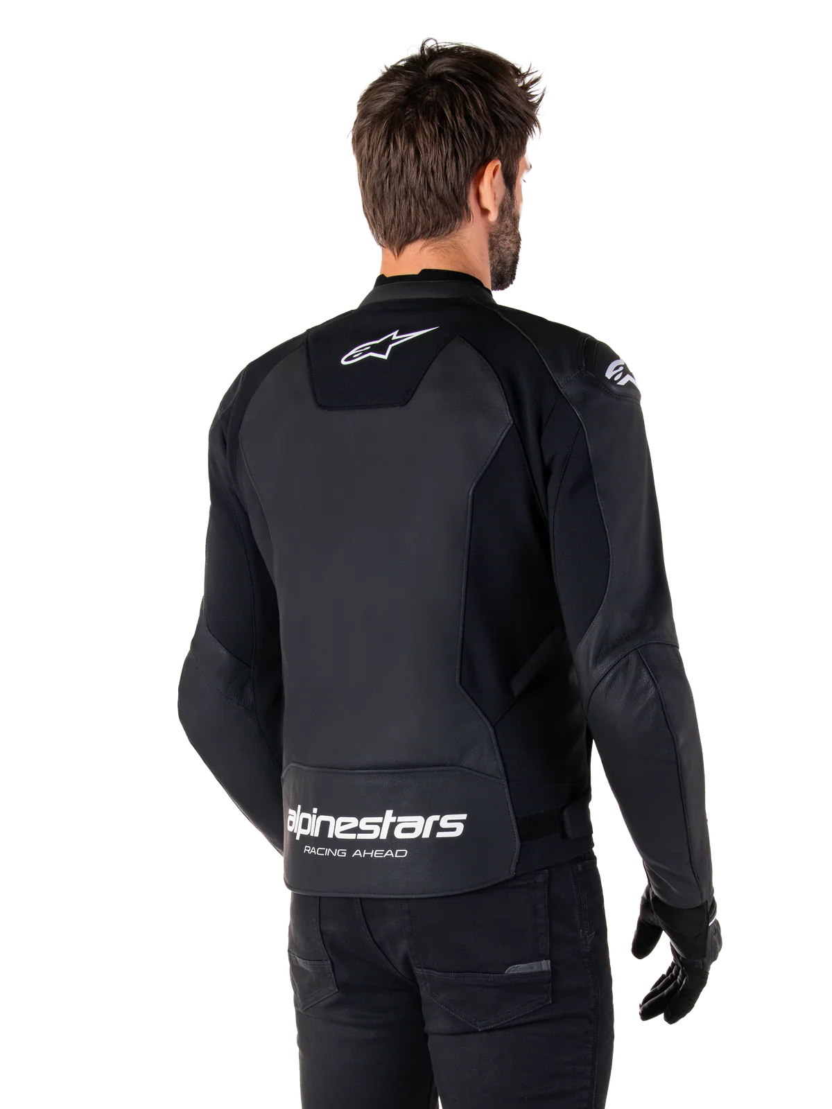 BLUSÃO ALPINESTARS DE COURO FASTER V3 PRETO / BRANCO