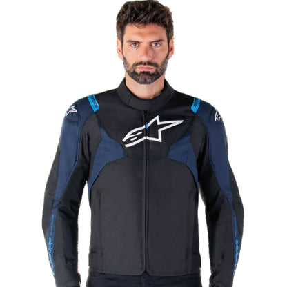 BLUSÃO ALPINESTARS T-JAWS V4 IMPERMEÁVEL PRETO / AZUL ESCURO - Motoboxe