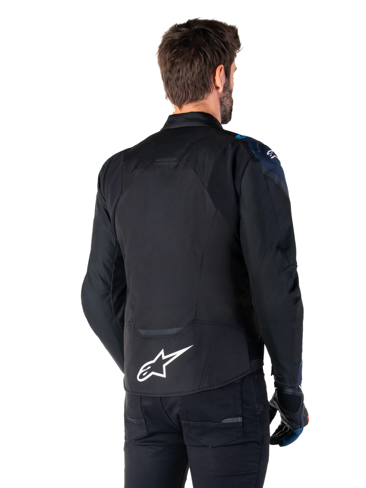 BLUSÃO ALPINESTARS T-JAWS V4 IMPERMEÁVEL PRETO / AZUL ESCURO - Motoboxe