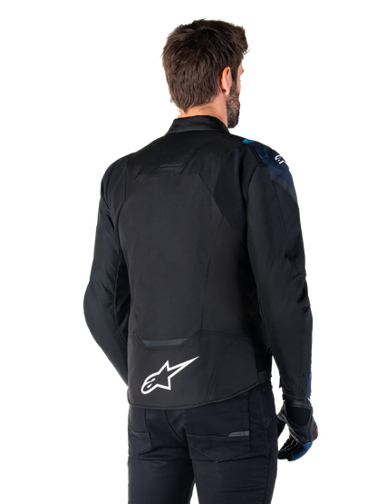 BLUSÃO ALPINESTARS T-JAWS V4 IMPERMEÁVEL PRETO / AZUL ESCURO - Motoboxe