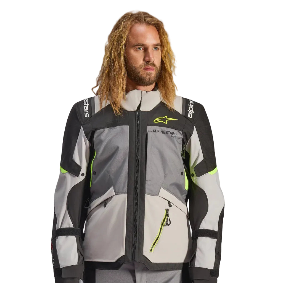 BLUSÃO ALPINESTARS ANDES V4 DRYSTAR PRETO / CINZA / NEON - Motoboxe