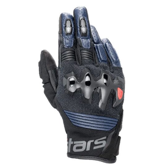 LUVAS ALPINESTARS DE COURO HALO PRETO / AZUL - Motoboxe