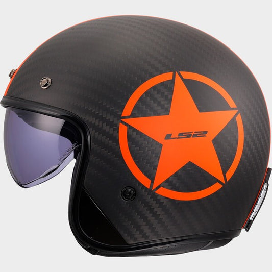 Capacete LS2 BOB II CARBONO STAR LARANJA