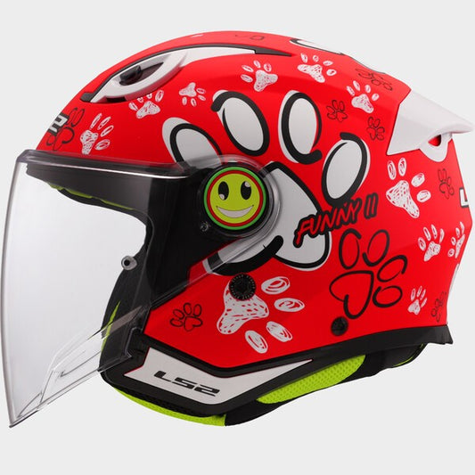 Capacete LS2 JÚNIOR FUNNY II PAWS VERMELHO - Motoboxe