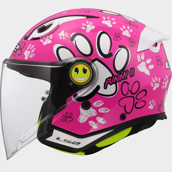 Capacete LS2 JÚNIOR FUNNY II PAWS ROSA - Motoboxe