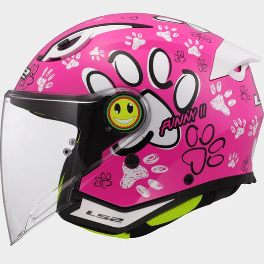 Capacete LS2 JÚNIOR FUNNY II PAWS ROSA - Motoboxe