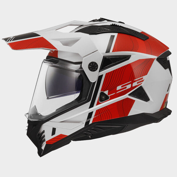 Capacete LS2 PIONEER II HILL BRANCO / VERMELHO - Motoboxe