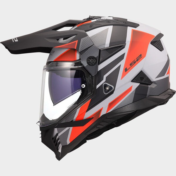 Capacete LS2 PIONEER II BLOCK LARANJA / BRANCO - Motoboxe