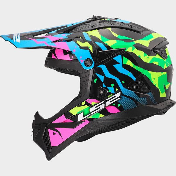 Capacete LS2 FAST II GROTESK VERDE / AZUL / ROSA - Motoboxe