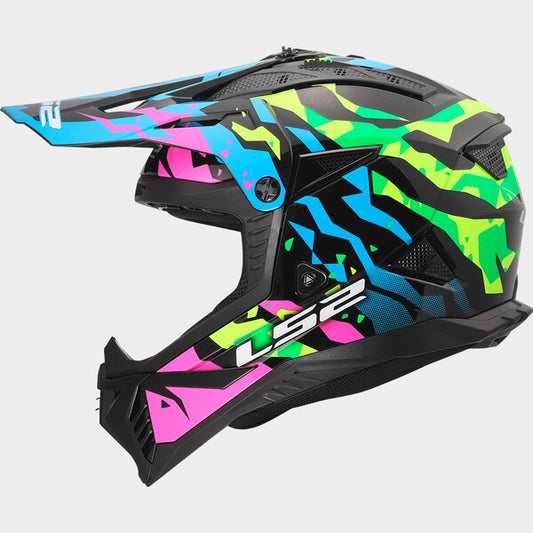 Capacete LS2 FAST II GROTESK VERDE / AZUL / ROSA