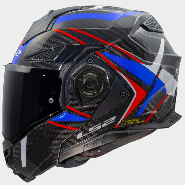 Capacete LS2 ADVANT X CARBONO FUTURE II AZUL / VERMELHO - Motoboxe