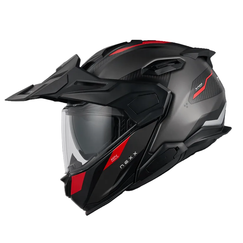 Capacete NEXX X.LIFECOUNTRY CARBONO TERRA CIZENTO / VERMELHO - Motoboxe