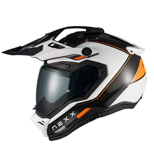 Capacete NEXX X.RALLY RAID CARBONO BRANCO / LARANJA - Motoboxe
