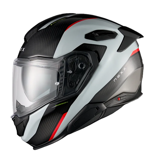 Capacete NEXX X.TR CARBONO RUSH CIZENTO / VERMELHO - Motoboxe