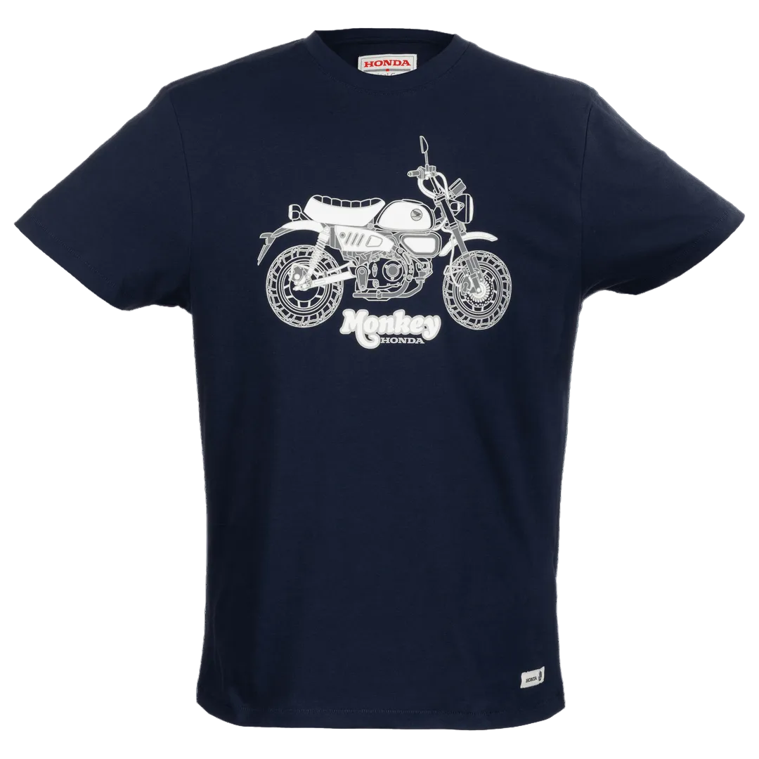 T-SHIRT HONDA TRIBUTE MONKEY EM AZUL - Motoboxe