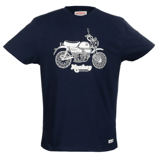 T-SHIRT HONDA TRIBUTE MONKEY EM AZUL - Motoboxe