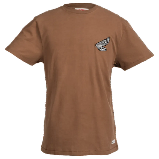 T-SHIRT HONDA HERITAGE COM LÓGOTIPO DE ASA HONDA EM AREIA - Motoboxe