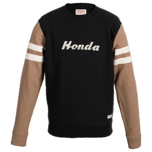 SWEATSHIRT HONDA COM LISTAS HONDA HERITAGE EM AREIA NEGRA - Motoboxe